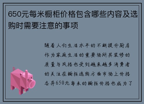 650元每米橱柜价格包含哪些内容及选购时需要注意的事项
